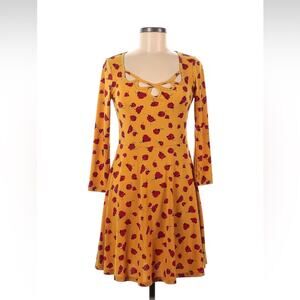 Seriously Soft AERO mustard and roses long sleeved skater dress, size med